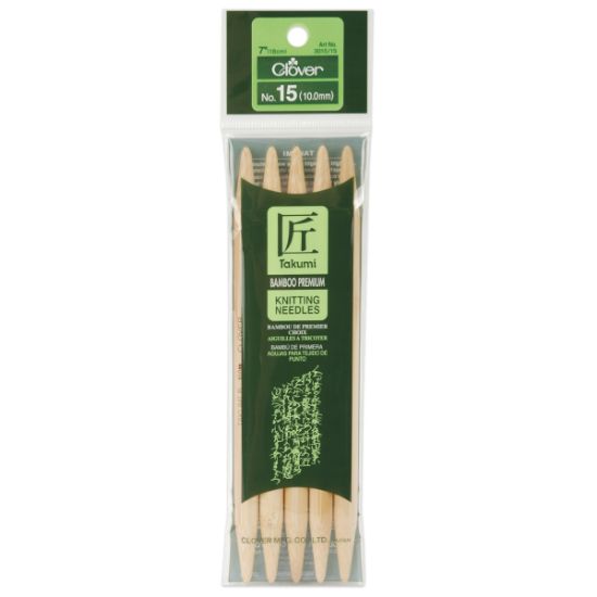 Picture of Takumi Bamboo Double Point Knitting Needles 7" 5/Pkg Size 15/10mm