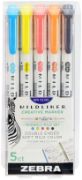 Picture of Zebra Mildliner Double Ended Marker Bold & Fine Point 5/Pkg Friendly Mild