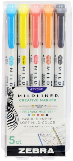 Picture of Zebra Mildliner Double Ended Marker Bold & Fine Point 5/Pkg Friendly Mild