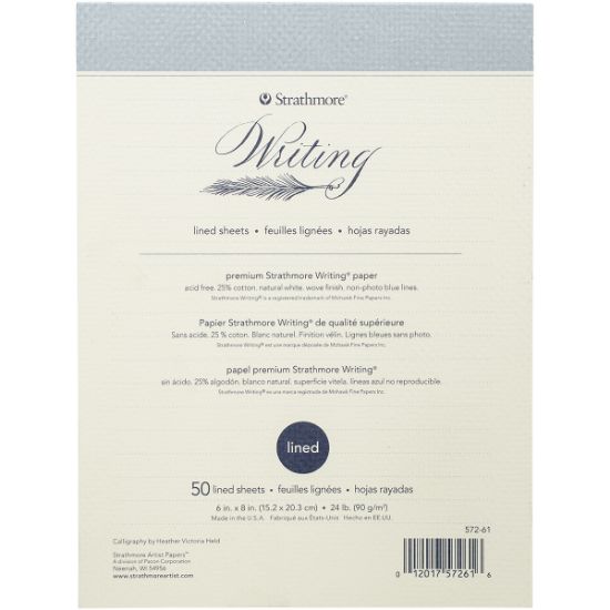 Picture of Strathmore Writing Pad Lined 6"X8" 50 Sheets 24lb Natural White