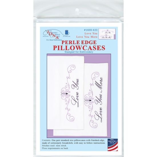 Picture of Stamped Pillowcases W/White Perle Edge 2/Pkg Love You Love You More