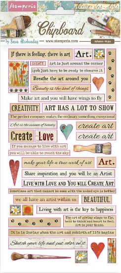 Picture of Stamperia Adhesive Chipboard 6"X12"-Atelier Quotes