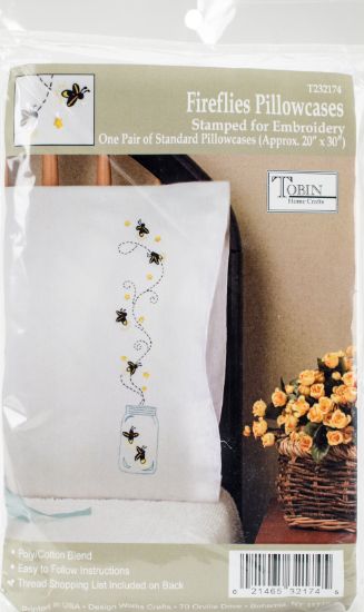 Picture of Stamped Pillowcase Pair For Embroidery 20"X30" Fireflies