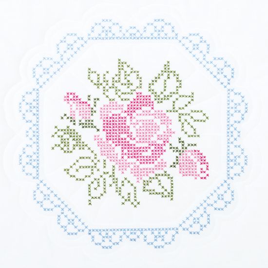 Picture of Stamped White Quilt Blocks 18"X18" 6/Pkg XX Rose