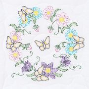Picture of Stamped White Quilt Blocks 18"X18" 6/Pkg Butterfly Wreath