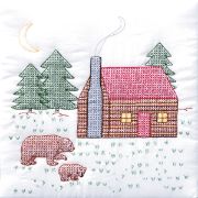Picture of Stamped White Quilt Blocks 18"X18" 6/Pkg Cabin & Bears