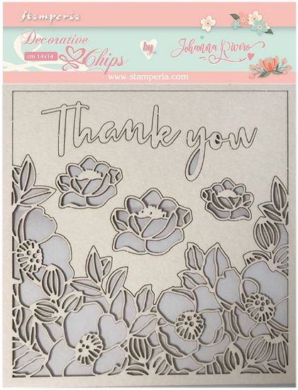 Picture of Stamperia Decorative Chips 5.5"X5.5"-Thank You. Celebration