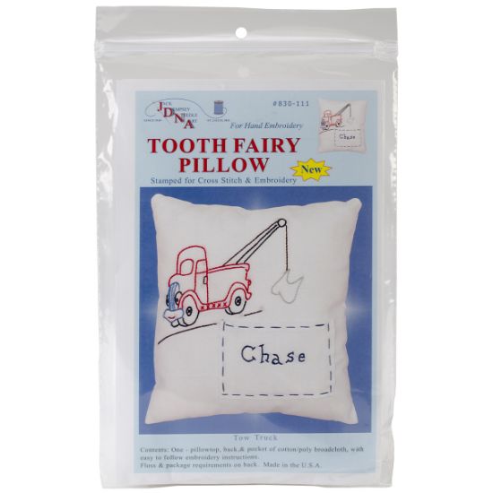 Picture of Stamped Tooth Fairy Pillow Cover 8"X8" Tow Truck