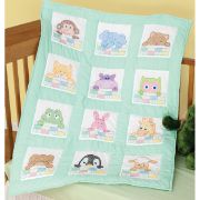 Picture of Stamped White Nursery Quilt Blocks 9"X9" 12/Pkg Peek A Boo
