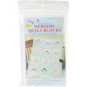Picture of Stamped White Nursery Quilt Blocks 9"X9" 12/Pkg Peek A Boo