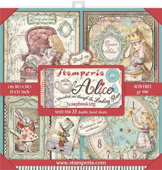 Picture of Stamperia Double-Sided Paper Pad 12"X12" 22/Pkg-Alice In Woderland & The Looking Glass