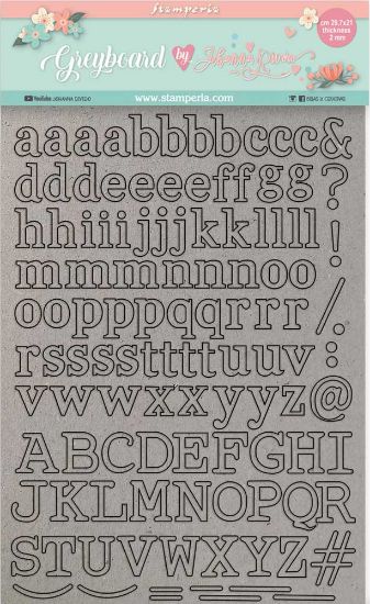 Picture of Stamperia Greyboard Cut-Outs A4 2mm Thick-Alphabet, Circle Of Love