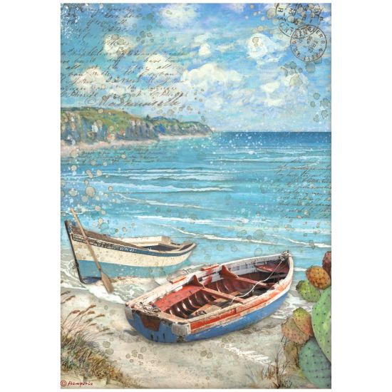 Picture of Stamperia Rice Paper Sheet A4-Blue Dream Boats