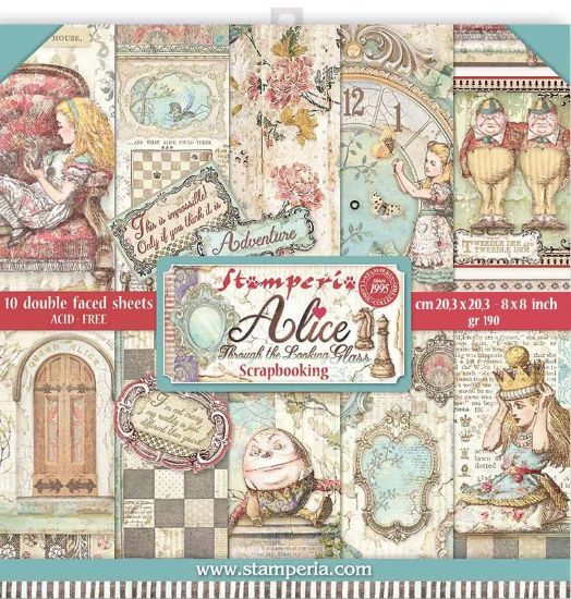Picture of Stamperia Double-Sided Paper Pad 8"X8" 10/Pkg-Alice Through The Looking Glass