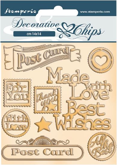 Picture of Stamperia Decorative Chips 5.5"X5.5"-Postcard, Romantic Christmas