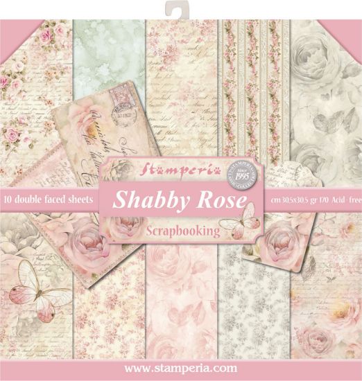 Picture of Stamperia Double-Sided Paper Pad 12"X12" 10/Pkg Shabby Rose, 10 Designs/1 Each