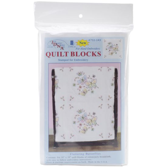 Picture of Stamped White Quilt Blocks 18"X18" 6/Pkg Fluttering Butterflies