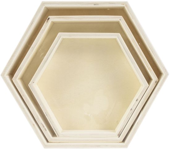 Picture of Wood Hexagon Mini Tray 3/Pkg 