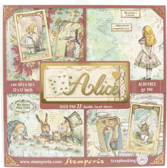 Picture of Stamperia Single-Sided Paper Pad 12"X12" 22/Pkg Alice, 22 Designs/1 Each