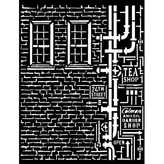 Picture of Stamperia Stencil 7.87"X9.84"-Wall & Pipes, Sir Vagabond Aviator