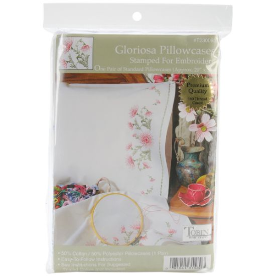 Picture of Stamped Pillowcase Pair For Embroidery 20"X30" Gloriosa