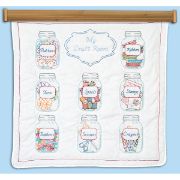 Picture of Stamped White Wall Or Lap Quilt 36"X36" Mason Jars