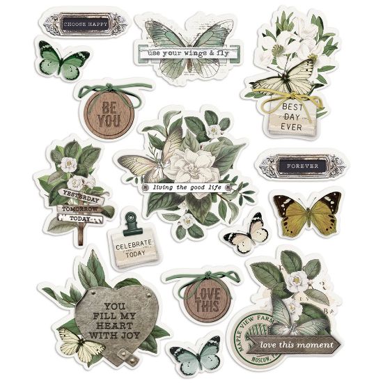 Picture of Simple Vintage Weathered Garden Layered Stickers 15/Pkg-