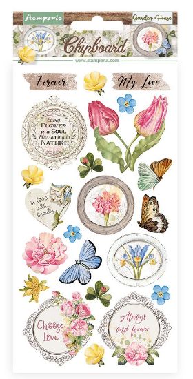 Picture of Stamperia Adhesive Chipboard 6"X12"-Elements, Romantic Garden House