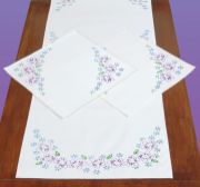 Picture of Jack Dempsey Stamped Dresser Scarf & Doilies Perle Edge Lavender Flowers