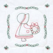 Picture of Jack Dempsey Stamped White Quilt Blocks 18"X18" 6/Pkg Sunbonnet Christmas
