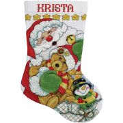 Picture of Santa Stocking Counted Cross Stitch Kit 17" Long 14 Count