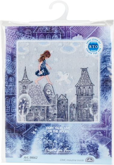 Picture of RTO Counted Cross Stitch Kit 9.5"X9.5" Fairy Tales Live On Roofs (14 Count)