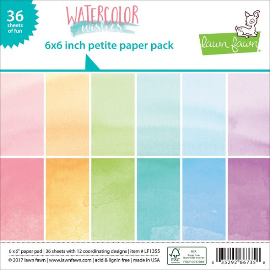 Picture of Lawn Fawn Double-Sided Petite Paper Pack 6"X6" 36/Pkg Watercolor Wishes