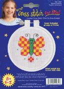 Picture of Kid Stitch Checky Butterfly Mini Counted Cross Stitch Kit 3" Round 14 Count