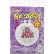 Picture of Kid Stitch Snail & Mushroom Mini Counted Cross Stitch Kit 3" Round 11 Count