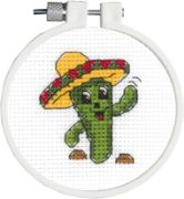 Picture of Kid Stitch Carlos The Cactus Counted Cross Stitch Kit 3" Round 11 Count
