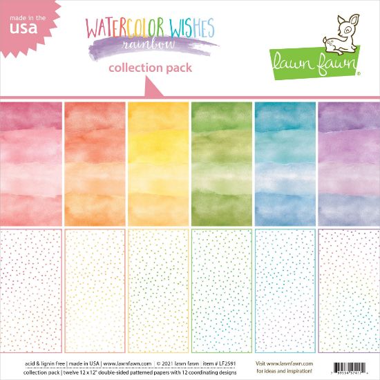 Picture of Lawn Fawn Double-Sided Collection Pack 12"X12" 12/Pkg-Watercolor Wishes Rainbow, 6 Designs
