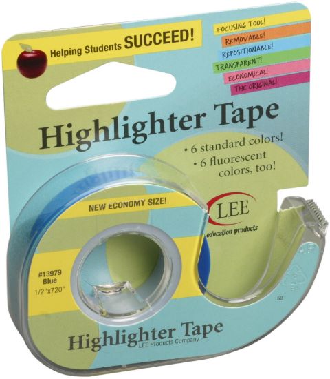 Picture of Lee Products Removeable Highlighter Tape Blue .5 Inch X 720 Inch