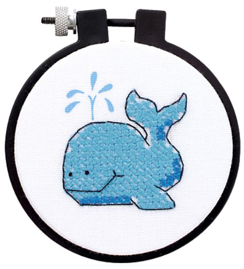 Picture of Learn-A-Craft The Whale Stamped Cross Stitch Kit 3" Round