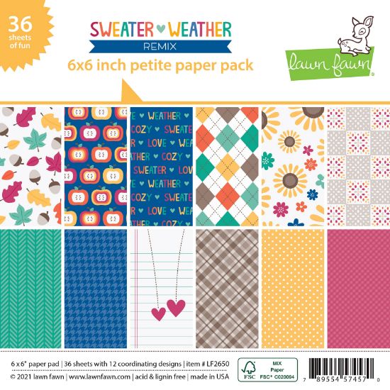 Picture of Lawn Fawn Single-Sided Petite Paper Pack 6"X6" 36/Pkg-Sweater Weather Remix, 12 Designs