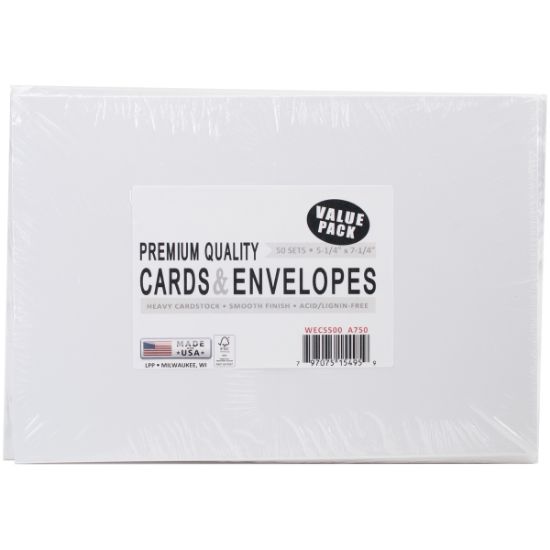 Picture of Leader A7 Greeting Cards W/Envelopes (5.25"X7.25") 50/Pkg White