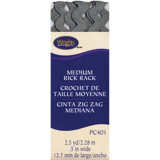 Picture of Medium Rickrack 1/2"X2-1/2yd Light Gray