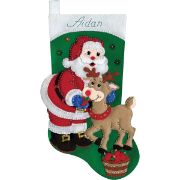 Picture of Santa & Deer Stocking Felt Applique Kit 18" Long