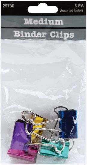 Picture of Medium Binder Clips 1" 5/Pkg Assorted Colors