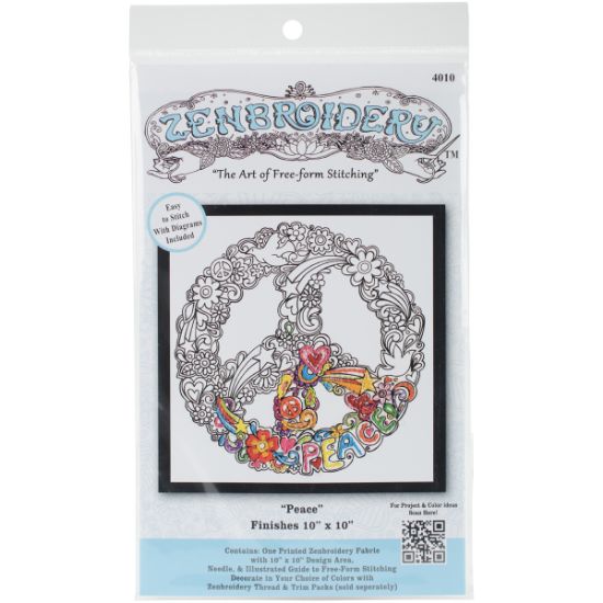 Picture of Zenbroidery Stamped Embroidery 10"X10" Peace