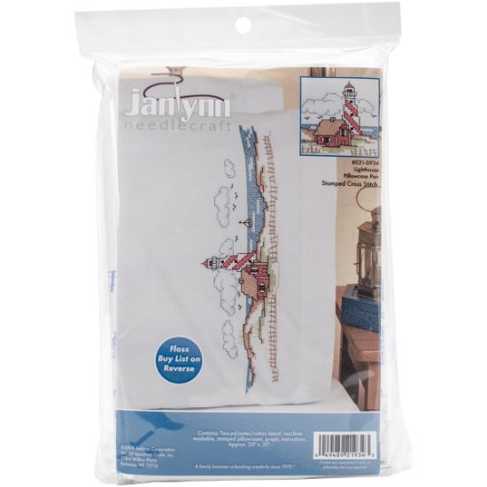 Picture of Stamped Cross Stitch Pillowcase Pair 20"X30" Lighthouse