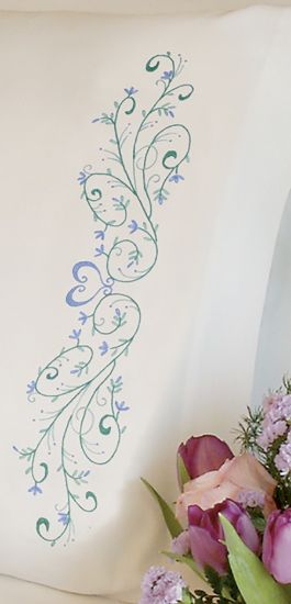 Picture of Stamped Embroidery Pillowcase Pair 20"X30" Filigree Scroll