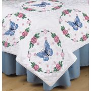 Picture of Stamped White Quilt Blocks 18"X18" 6/Pkg Butterfly Rose