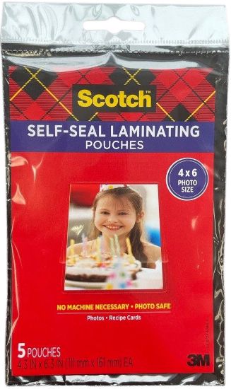 Picture of Scotch Self-Sealing Laminating Pouches 5/Pkg 4"X6"