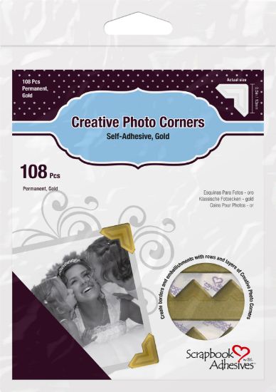 Picture of Scrapbook Adhesives Paper Photo Corners Self-Adhesive 108/Pk .5" Gold